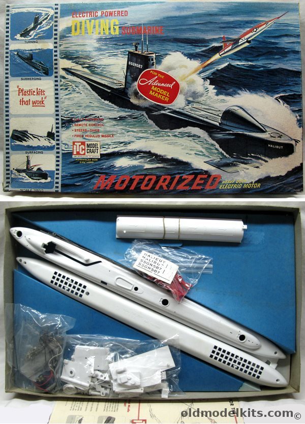 ITC 1/175 Halibut SSGN 587 Cam-A-Matic Submarine - (Electric Powered Diving Motorized Regulus Sub), 3660-998 plastic model kit